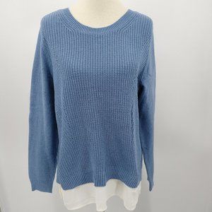 Croft Barrow XL Sweater Blue Crew with Ivory Hem